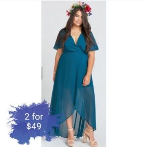 Show me your mumu Sophia wrap dress deep jade